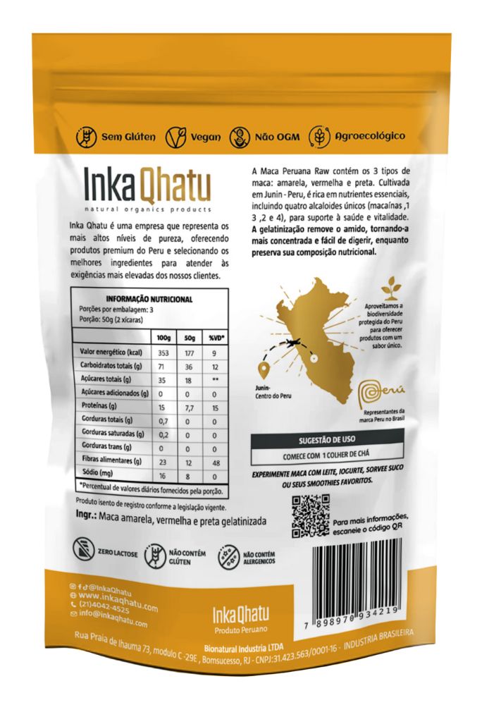 Raw Maca Peruana Gelatinizada em Pó 100% Pura | 150g | Premium | Direto dos Andes